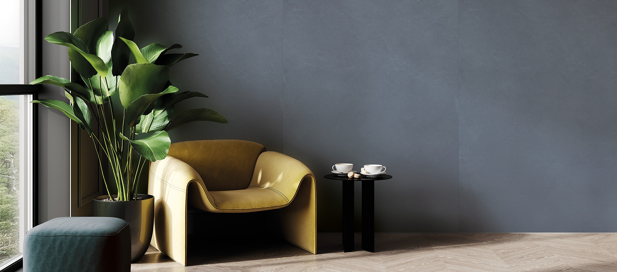 Carrelage Porcelaine Effet Béton Couleur Gris Foncé 60X120 - Emmd597