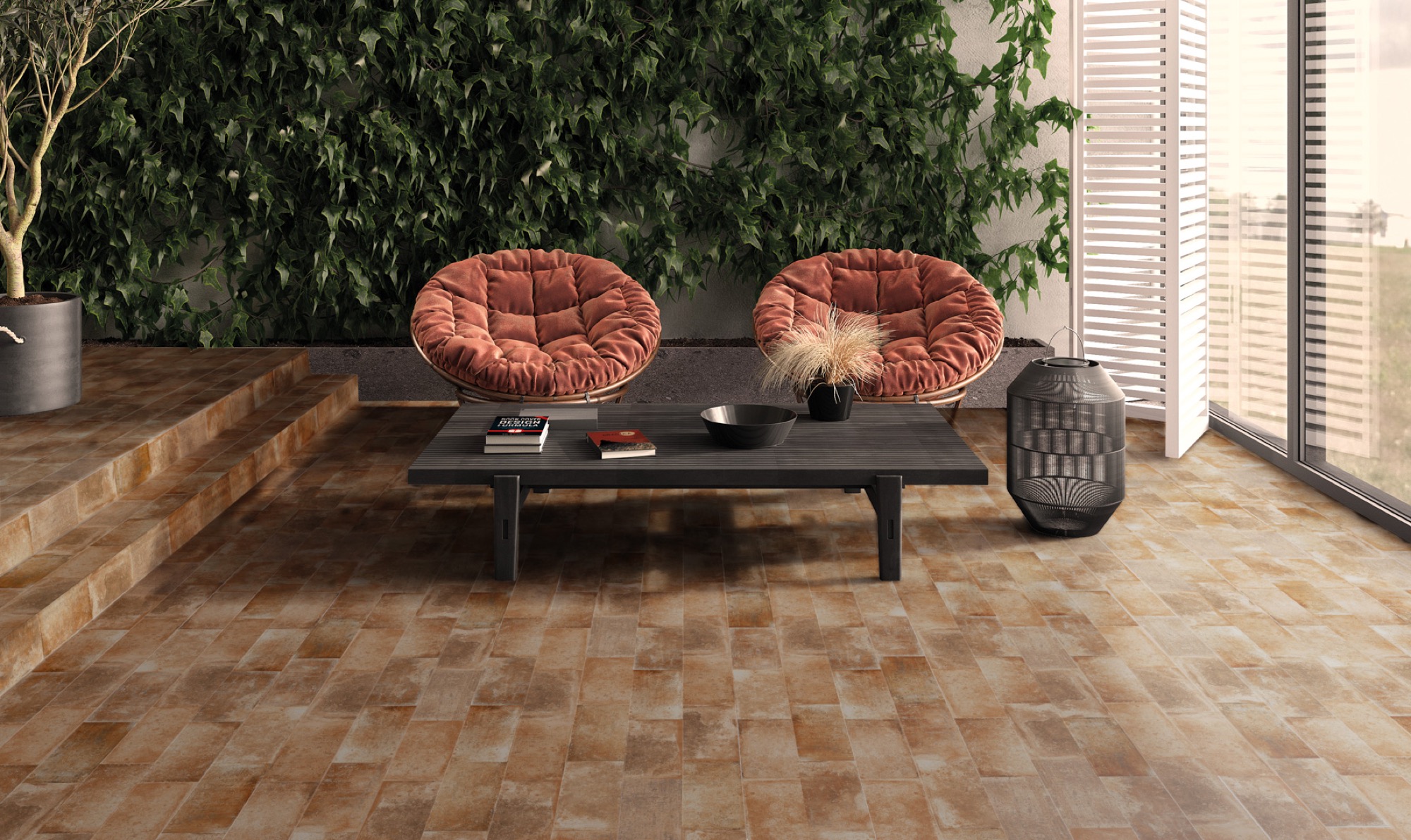 Carreau de porcelaine effet terre cuite rustique marron naturel 15X30 - Emoc1479