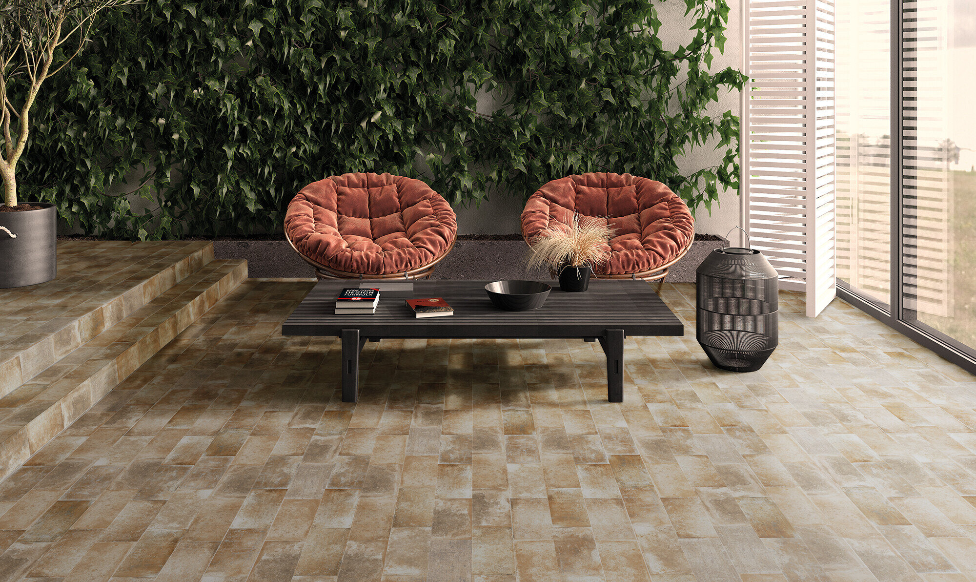 Carreau de porcelaine effet terre cuite rustique en cuivre naturel 15X30 - Emor1478