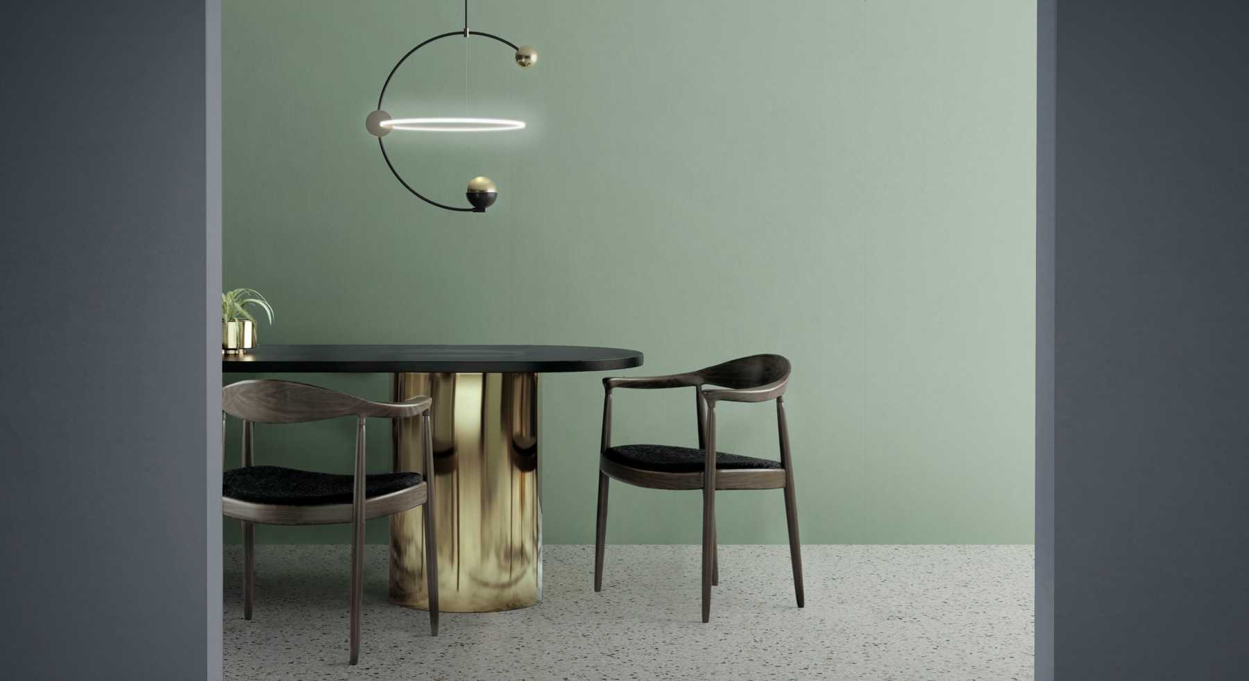 Carreau de porcelaine effet béton de couleur verte 60X120 - Emse601