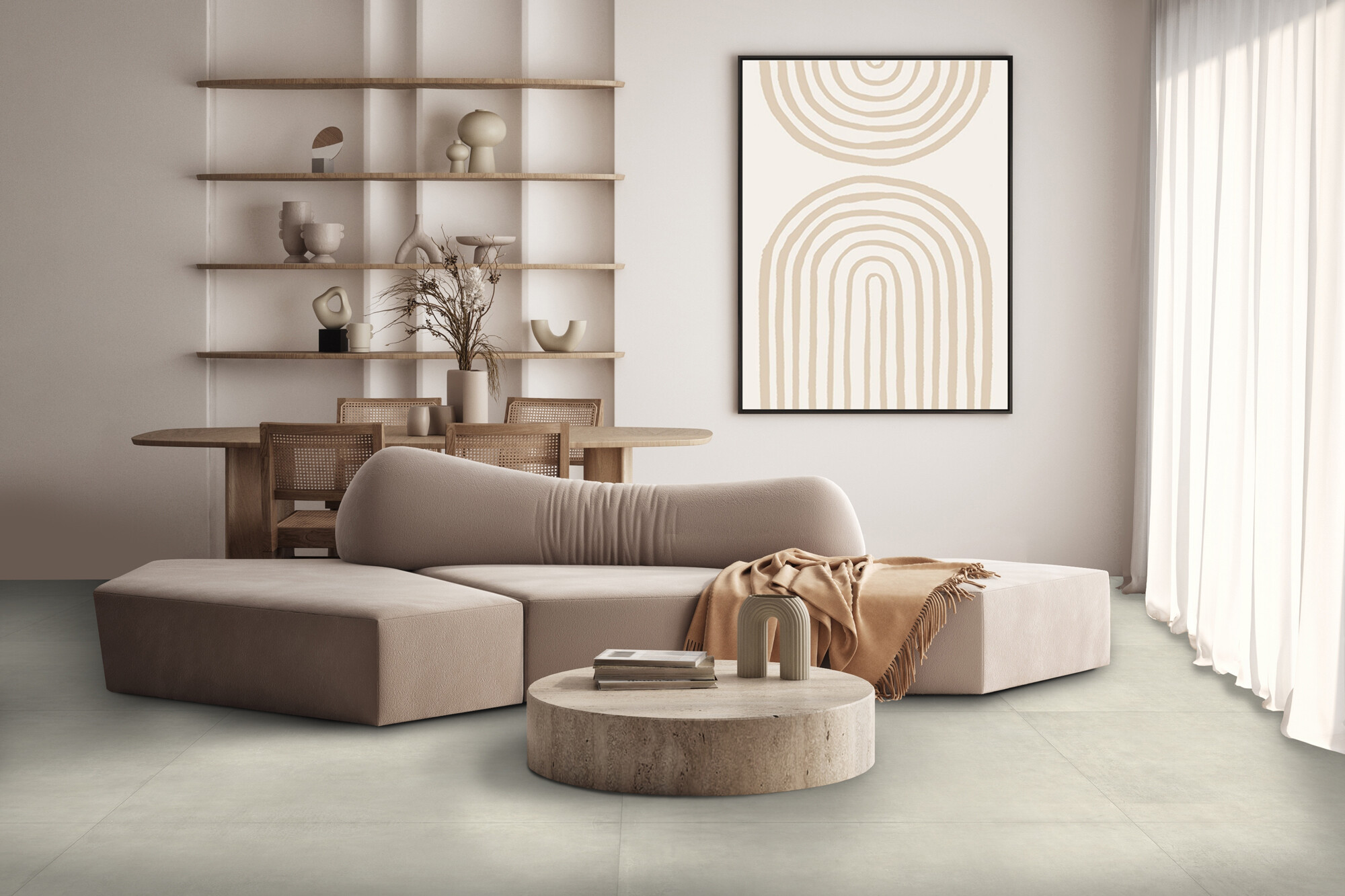 Carrelage Porcelaine Effet Béton Contemporain Blanc 120X120 - Emsw549