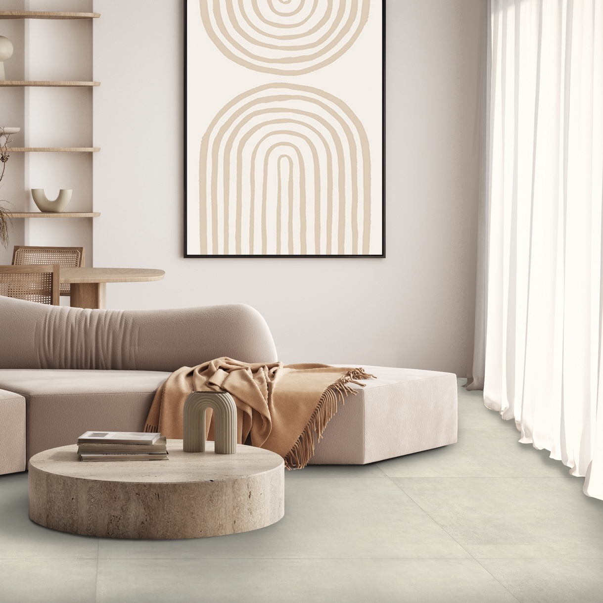 Carrelage Porcelaine Effet Béton Contemporain Blanc 60X60 - Emsw573