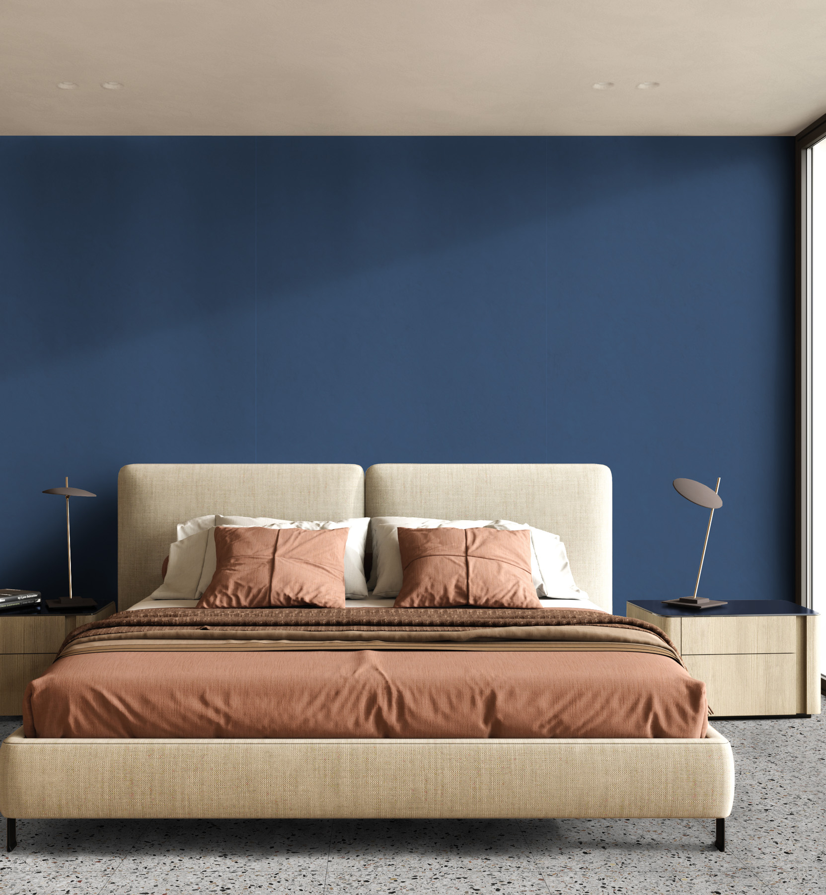 Carrelage Porcelaine Effet Ciment Couleur Bleu Foncé 60X120 - Emvo598