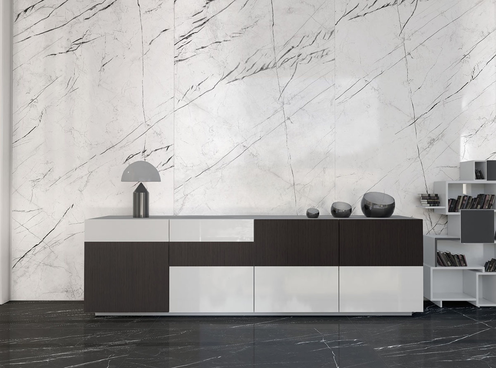 Carrelage Porcelaine Effet Marbre Marquina Blanc Mat 60X120 - Emaa126