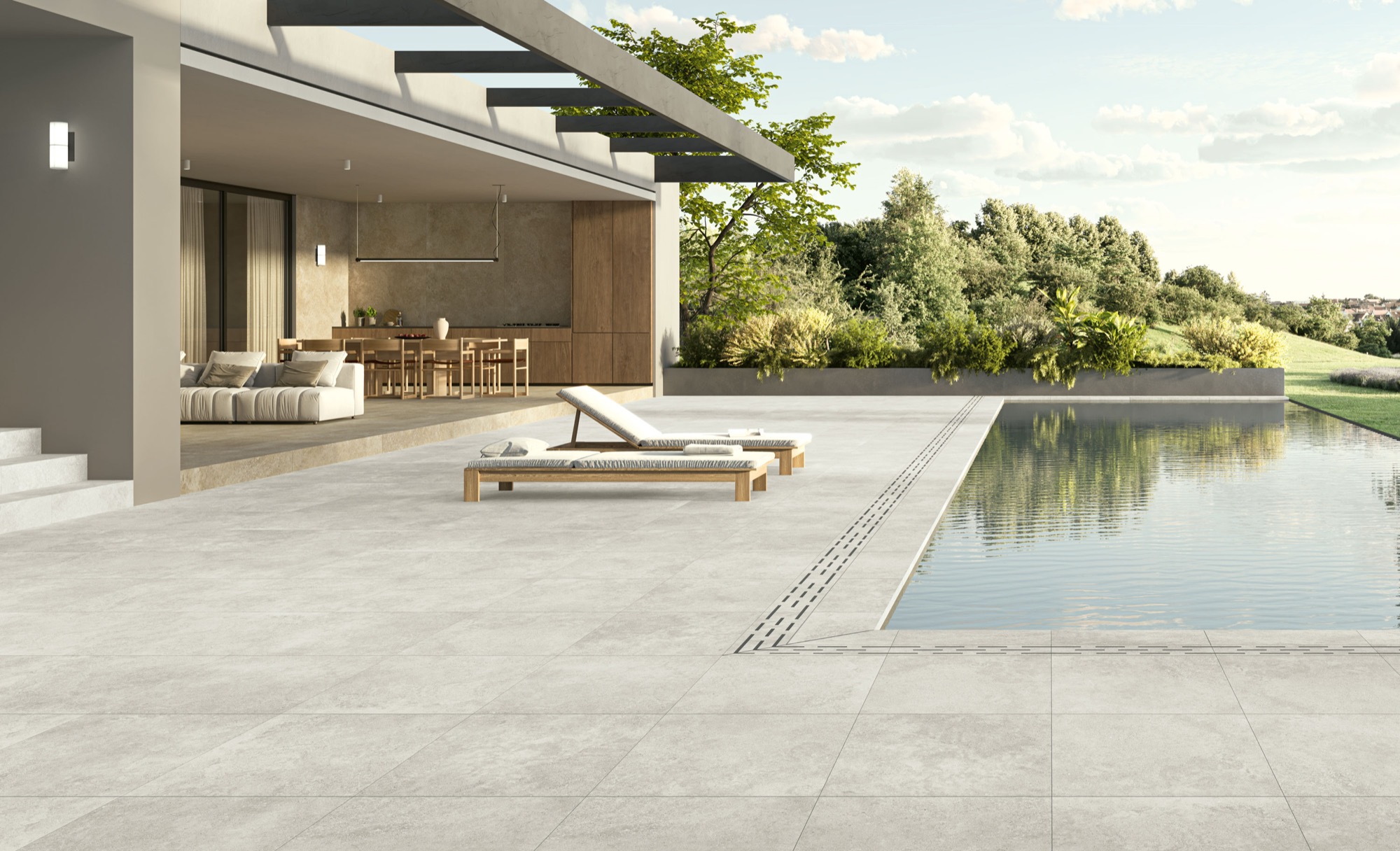 Carrelage Porcelaine Effet Pierre Spatule Blanche 20mm R11 Rt 60x60 - ENCD1666