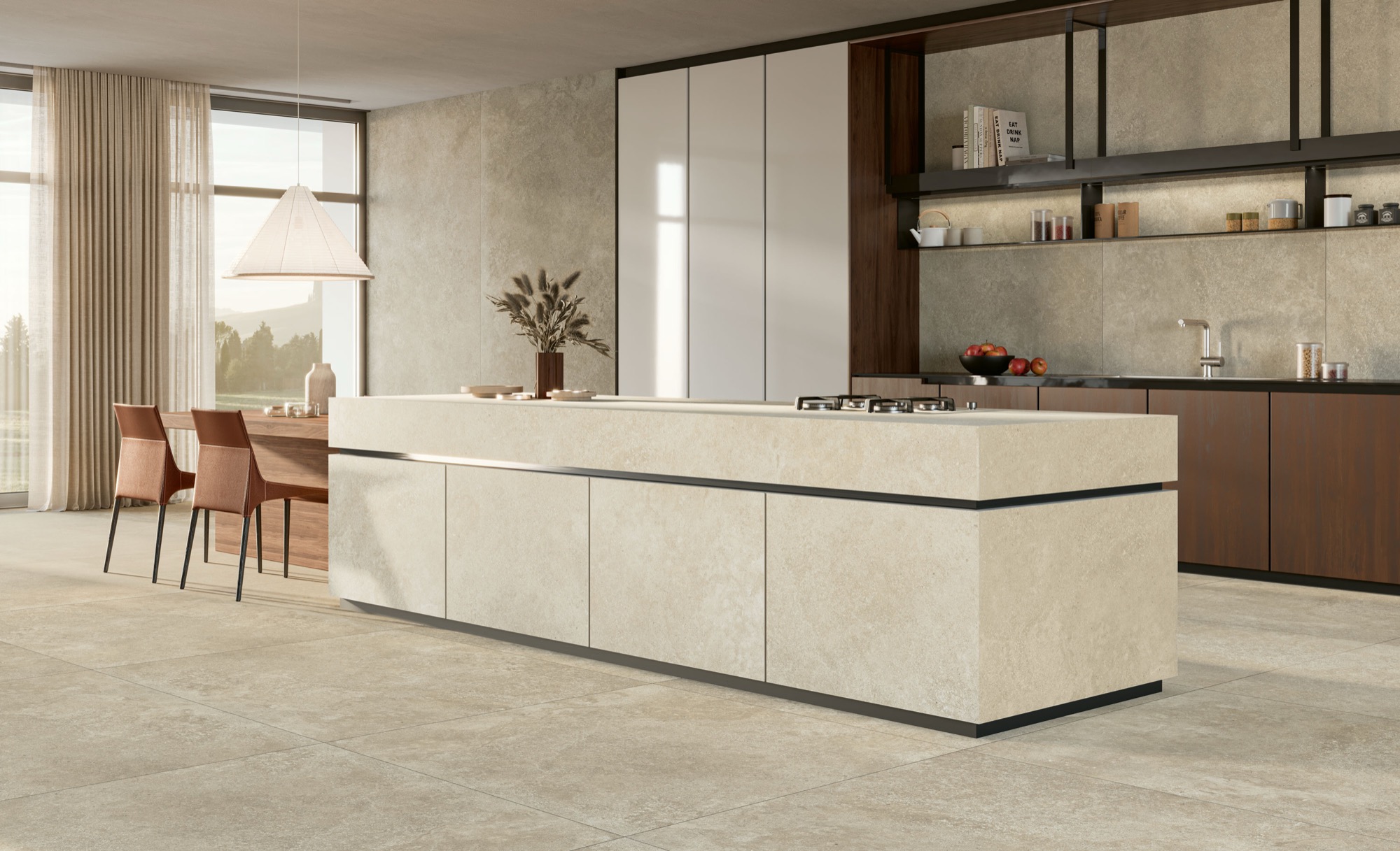 Spatule pour carrelage en grès cérame effet pierre marron mat Rt 120x120 - ENUR1653