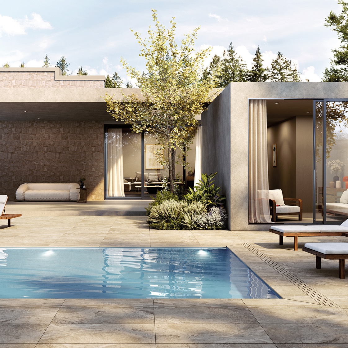 Carrelage Porcelaine Effet Marbre Travertin Beige Antidérapant 60X120 - Enva156