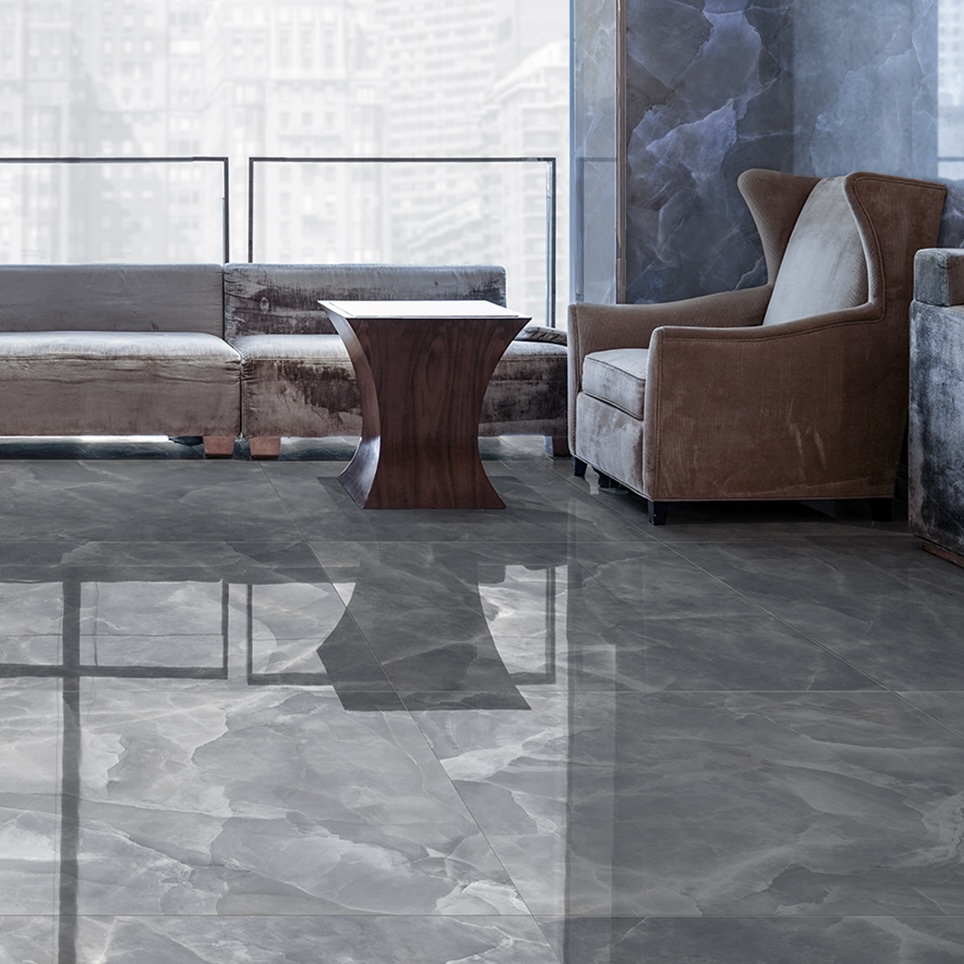 Carrelage Porcelaine Effet Marbre Onyx Gris Poli 60X120 - Eoxg129