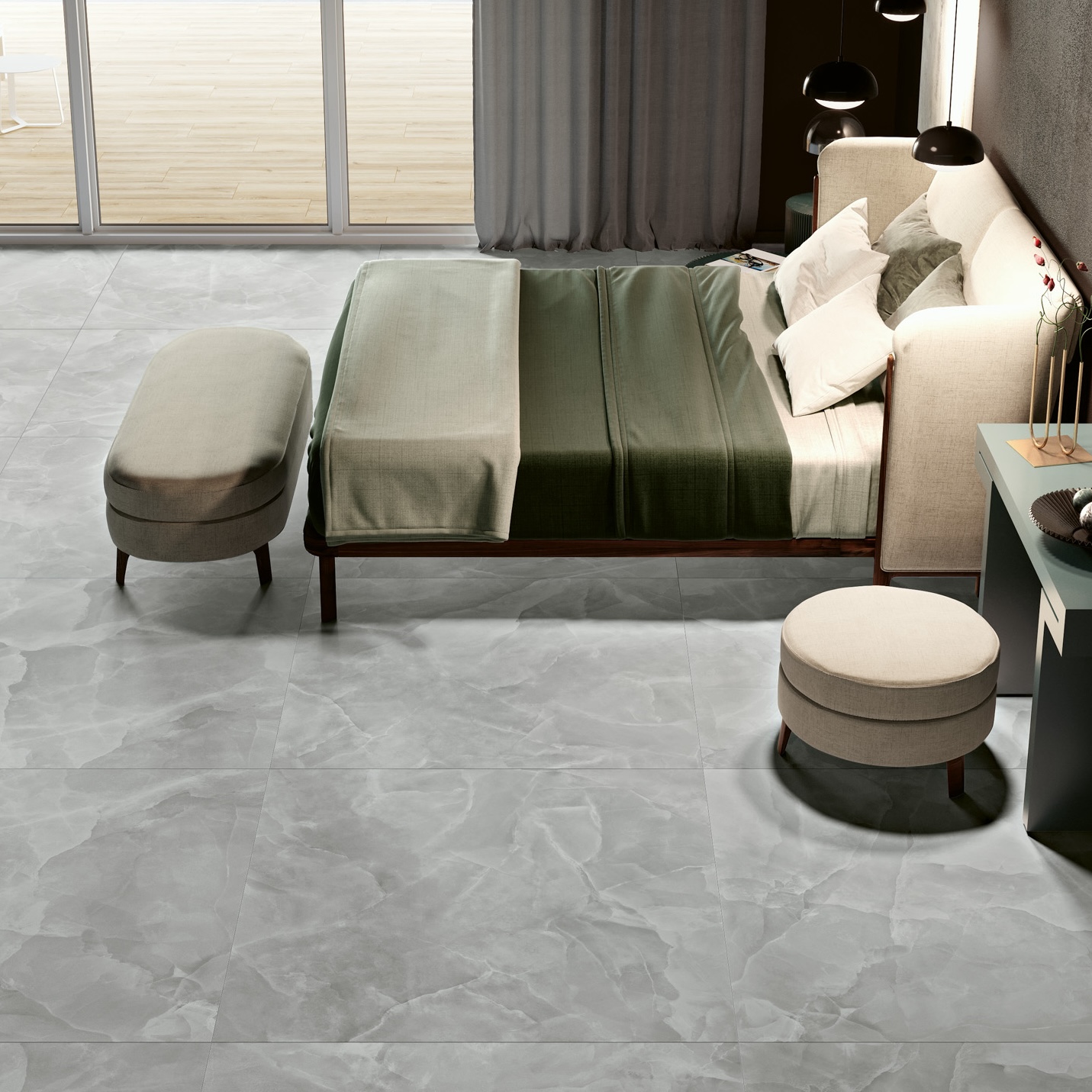 Carrelage Porcelaine Effet Marbre Onyx Gris Mat 60X120 - Eoxg134