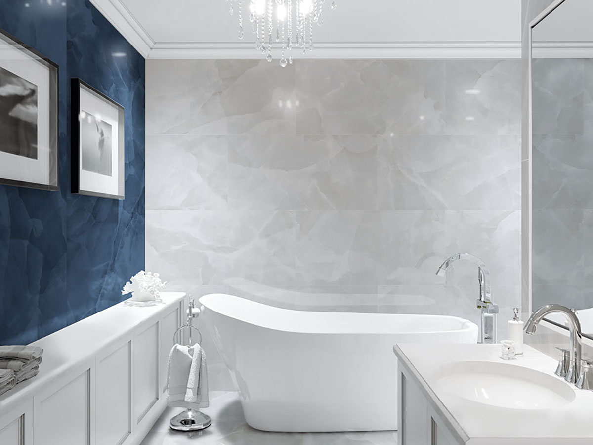 Carrelage Porcelaine Effet Marbre Onyx Blanc Poli 120X120 - Eoxw854