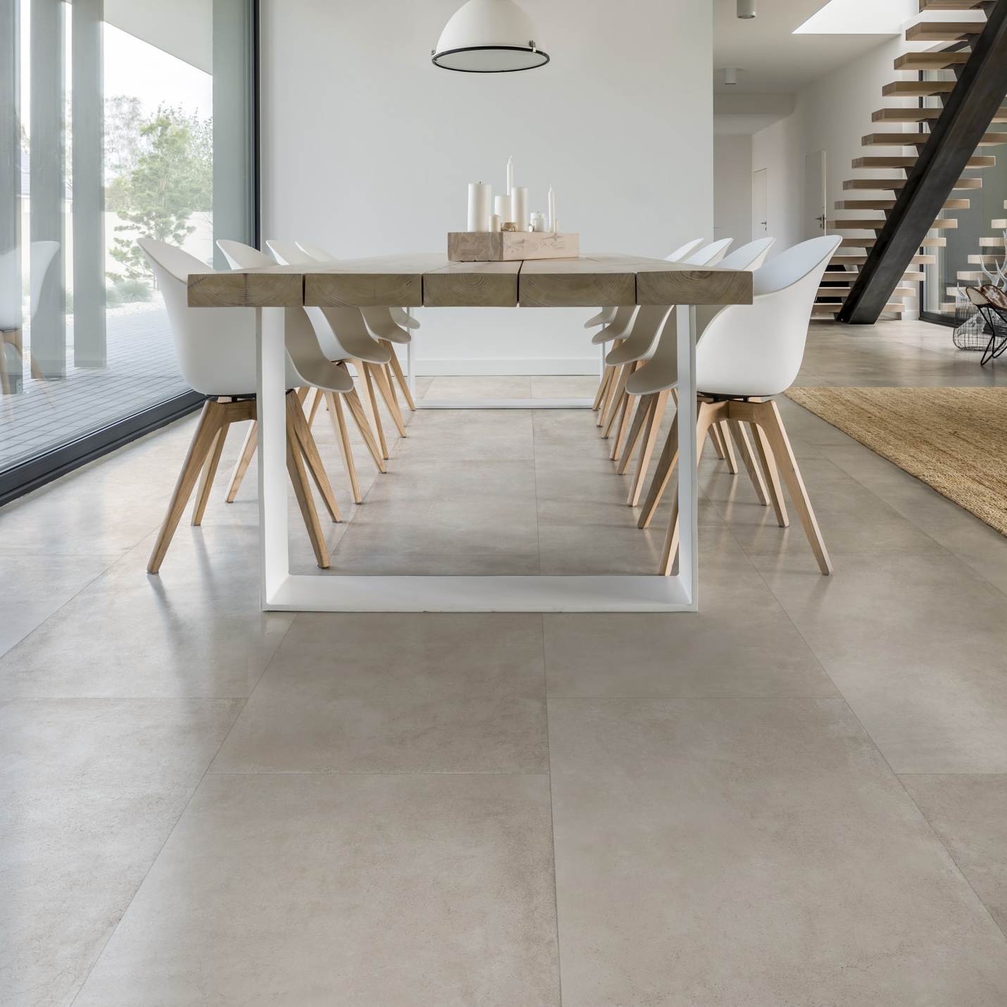 Carrelage Porcelaine Effet Béton Ciré Blanc 60X60 - Epwe668