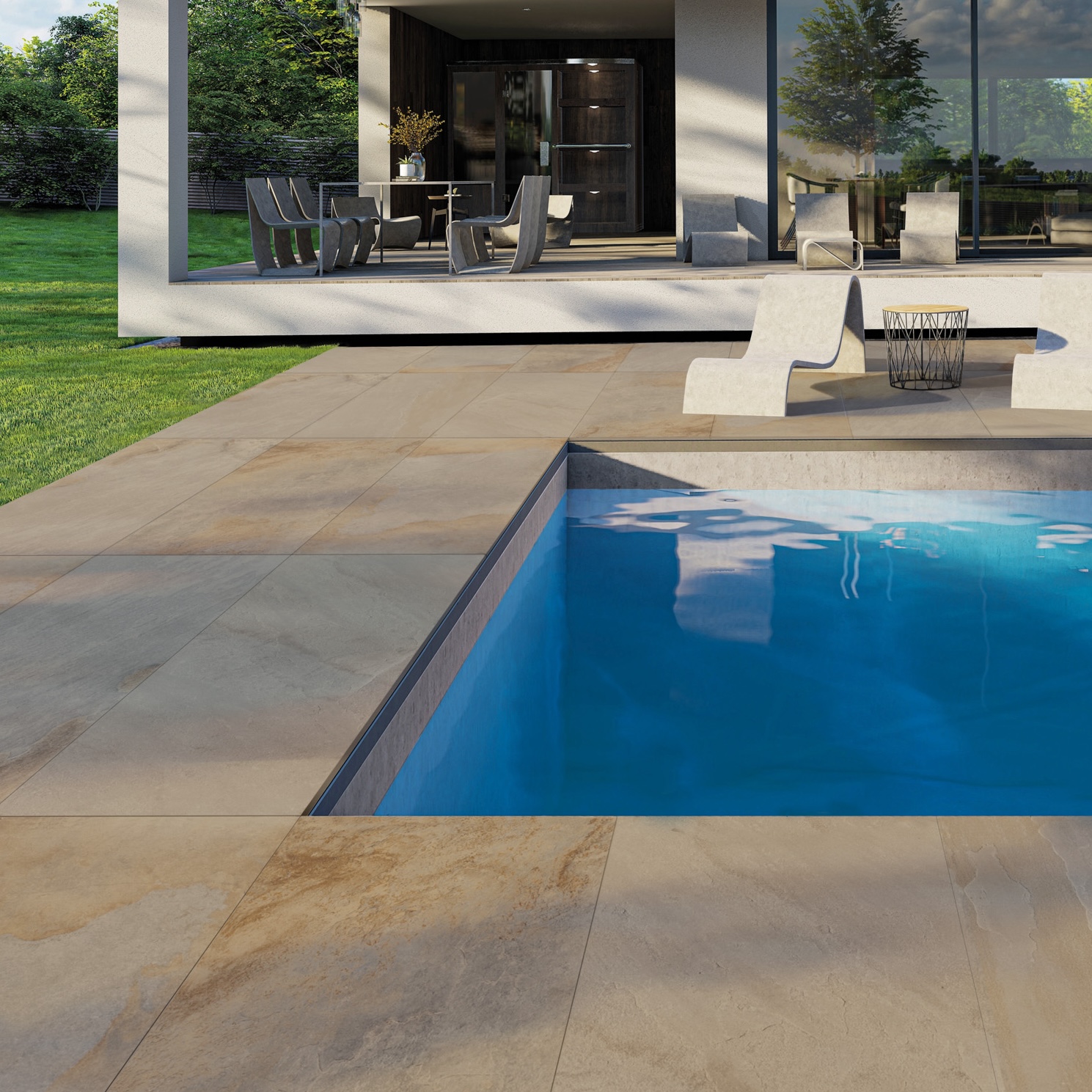 Carrelage Porcelaine Effet Pierre Ardoise Multicolore 20mm R11 60X120 - Epeb1158
