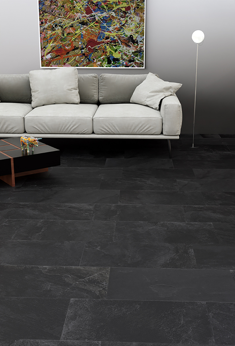 Carrelage Porcelaine Effet Pierre Ardoise Noire 30X60 - Epek1154