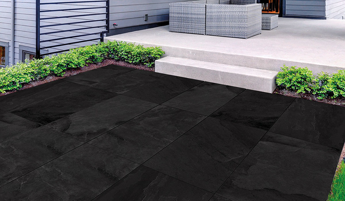 Carrelage Porcelaine Antidérapant Effet Pierre Ardoise Noire 60X120 - Epek1149