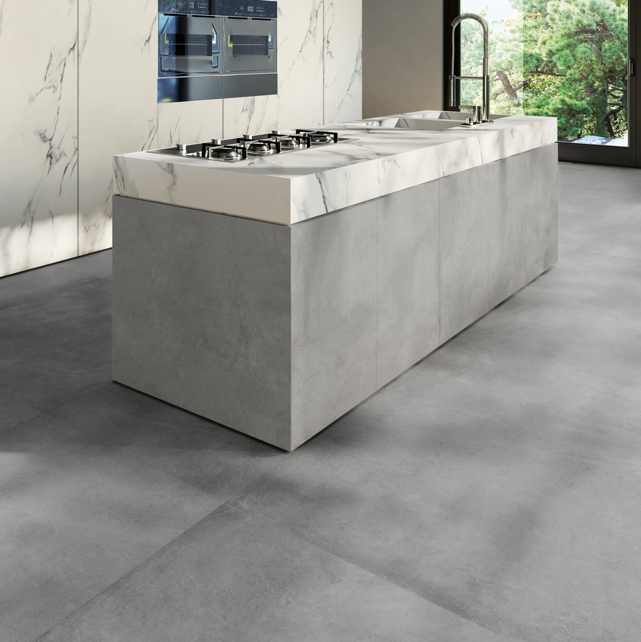 Carrelage Porcelaine Effet Béton Ciré Gris Clair 60X60 - Epgy670