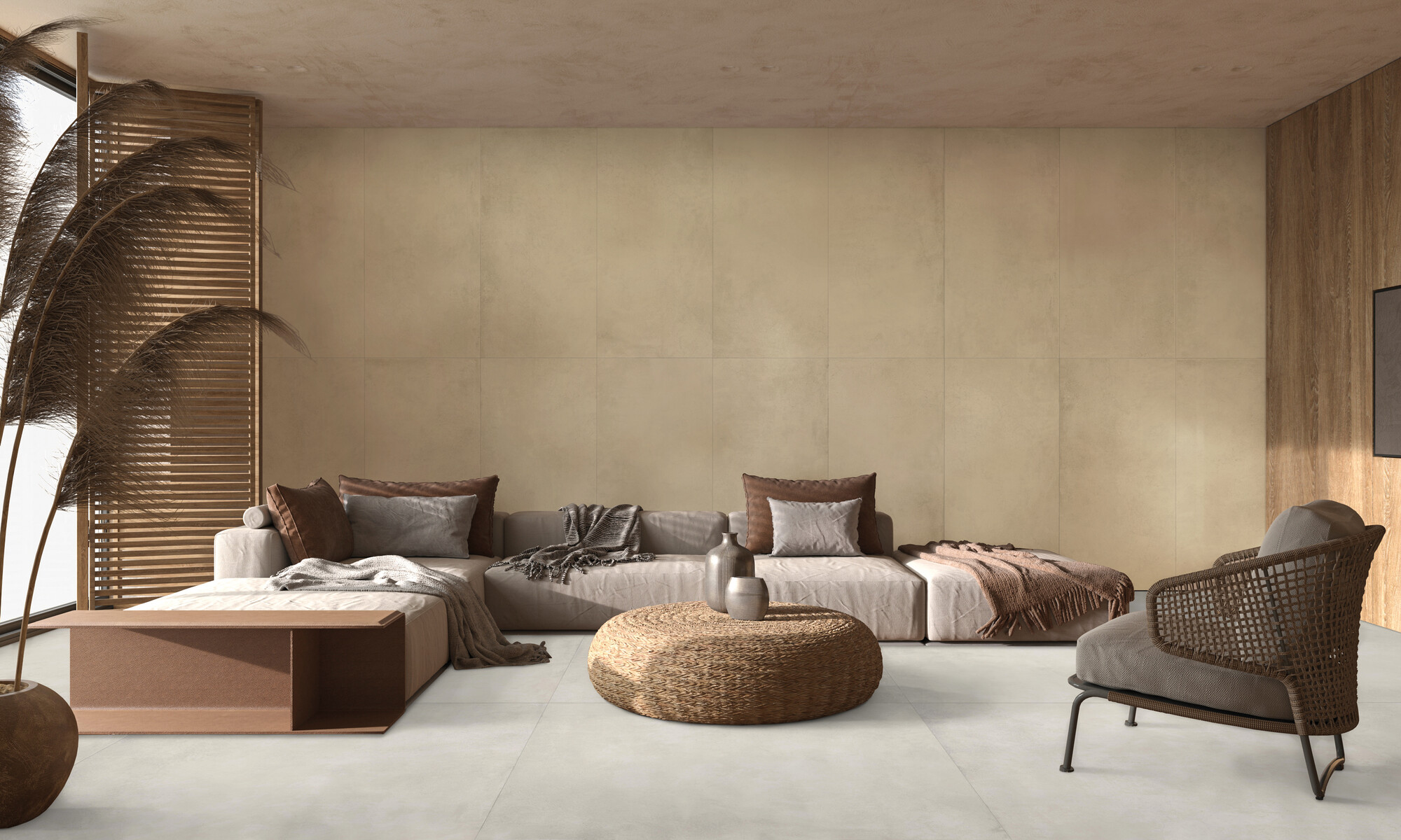 Carrelage Porcelaine Effet Béton Ciré Ivoire 80X80 - Epiy666