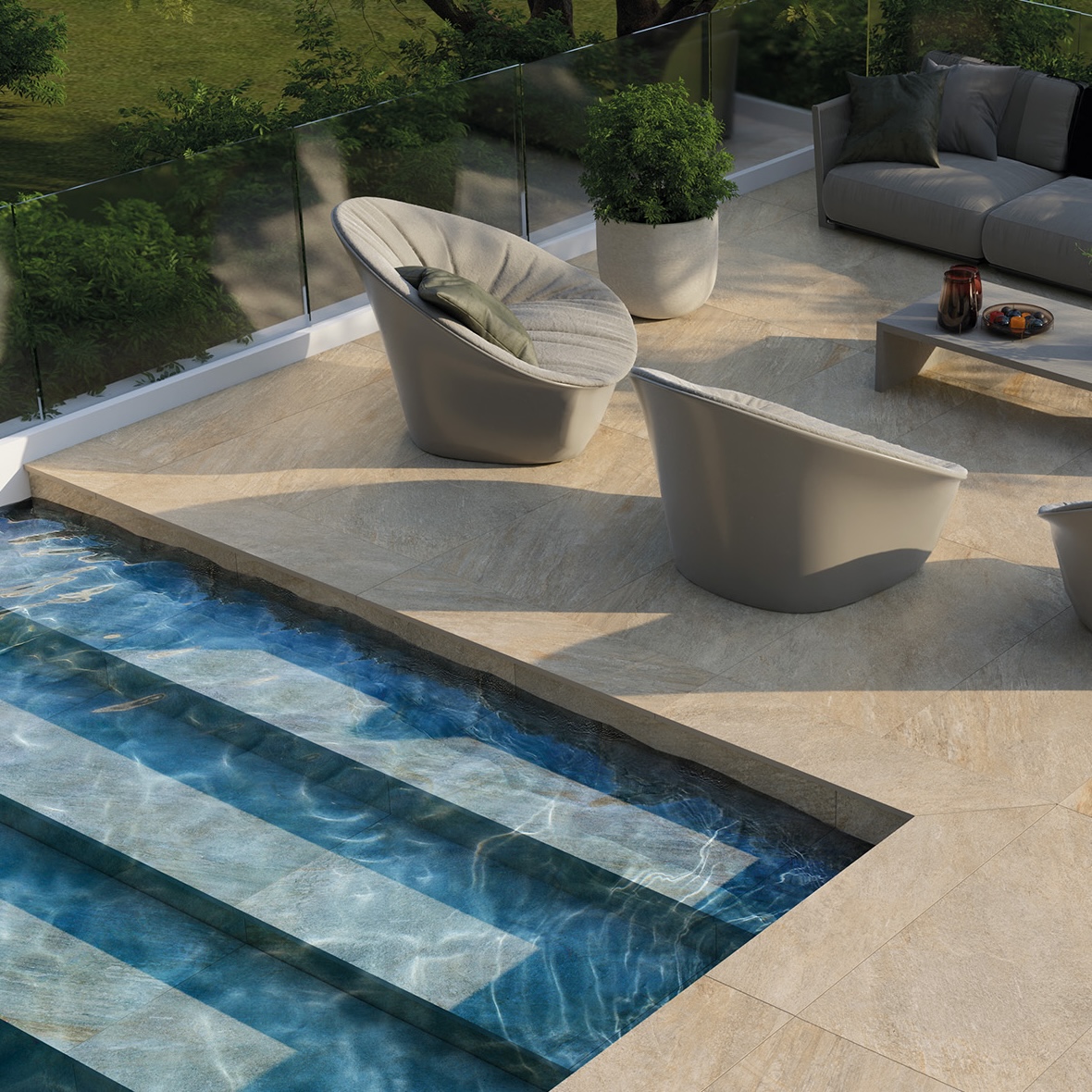 Carrelage Grès cérame Effet Pierre Gris 20mm R11 60X120 - Ereg1206