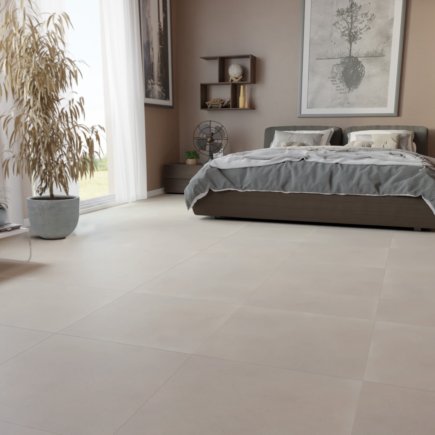 Carrelage Cérame Effet Ciment Clair 120X120 - Ertc695