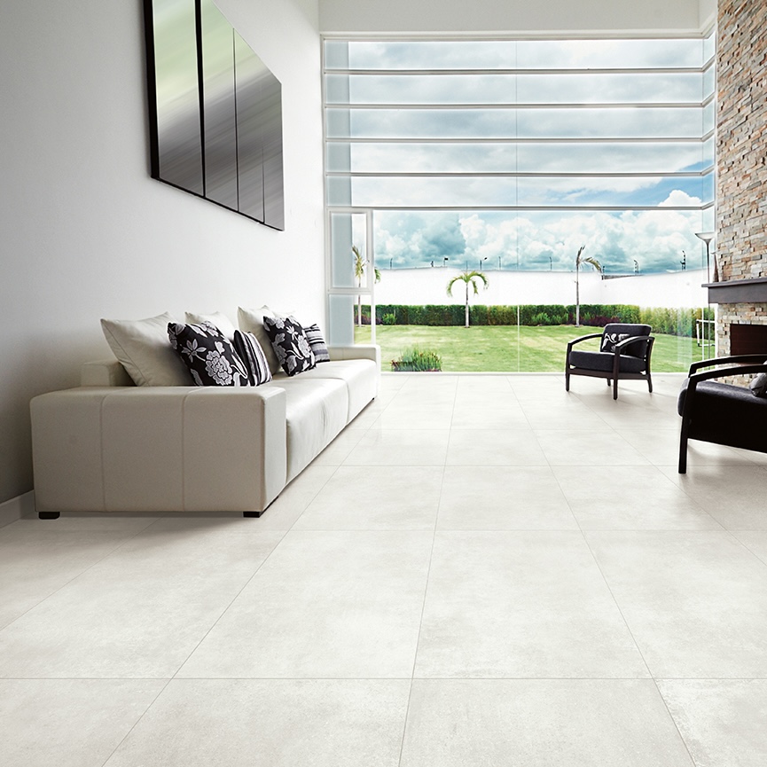 Carrelage Porcelaine Effet Résine Spatule Blanche 60X60 - Esbo720