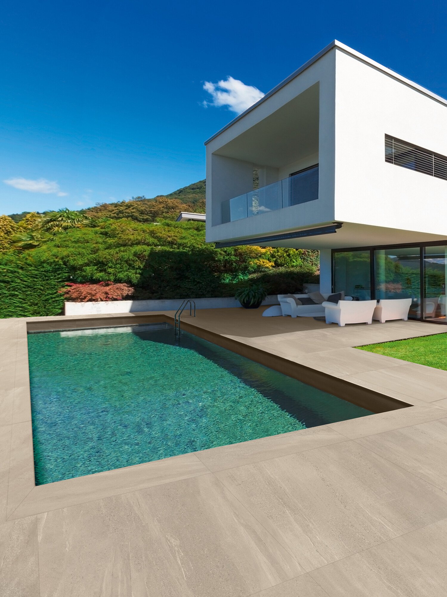 Grès Cérame Effet Pierre Raffiné Gris Clair Antidérapant 60X120 - Esfa1238