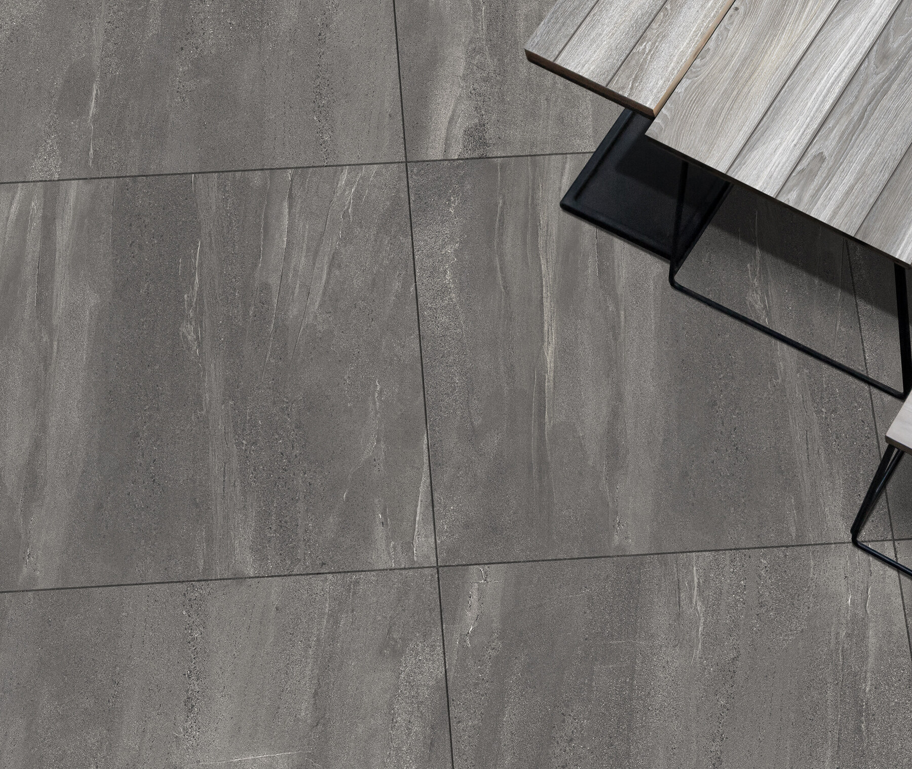 Carrelage Porcelaine Affiné Effet Pierre Anthracite 20mm R11 60X120 - Esga1281