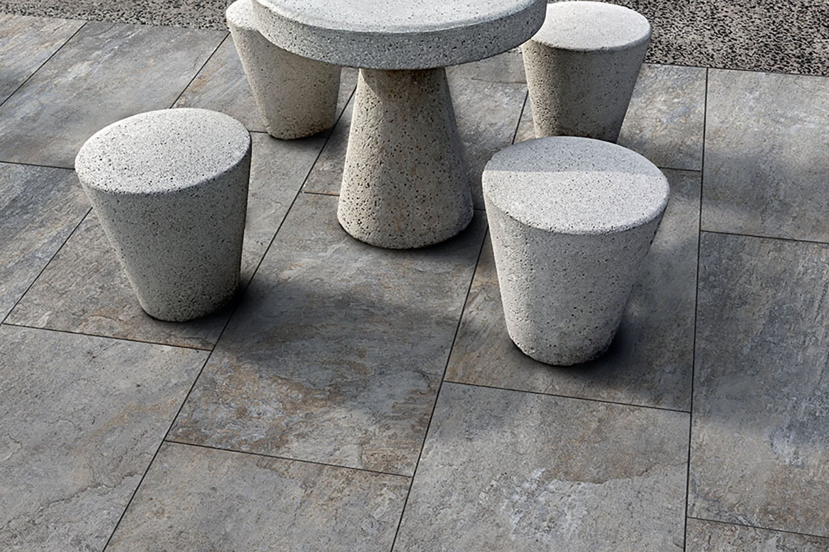 Carrelage Contemporain Effet Pierre Porcelaine Gris Clair 20mm R11 60X90 - Eugo1299