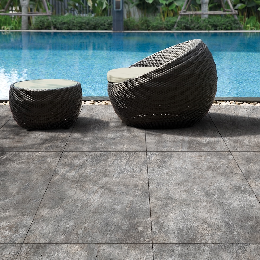Carrelage Cérame Effet Pierre Contemporain Gris Clair 20mm R11 60X60 - Eugo1300
