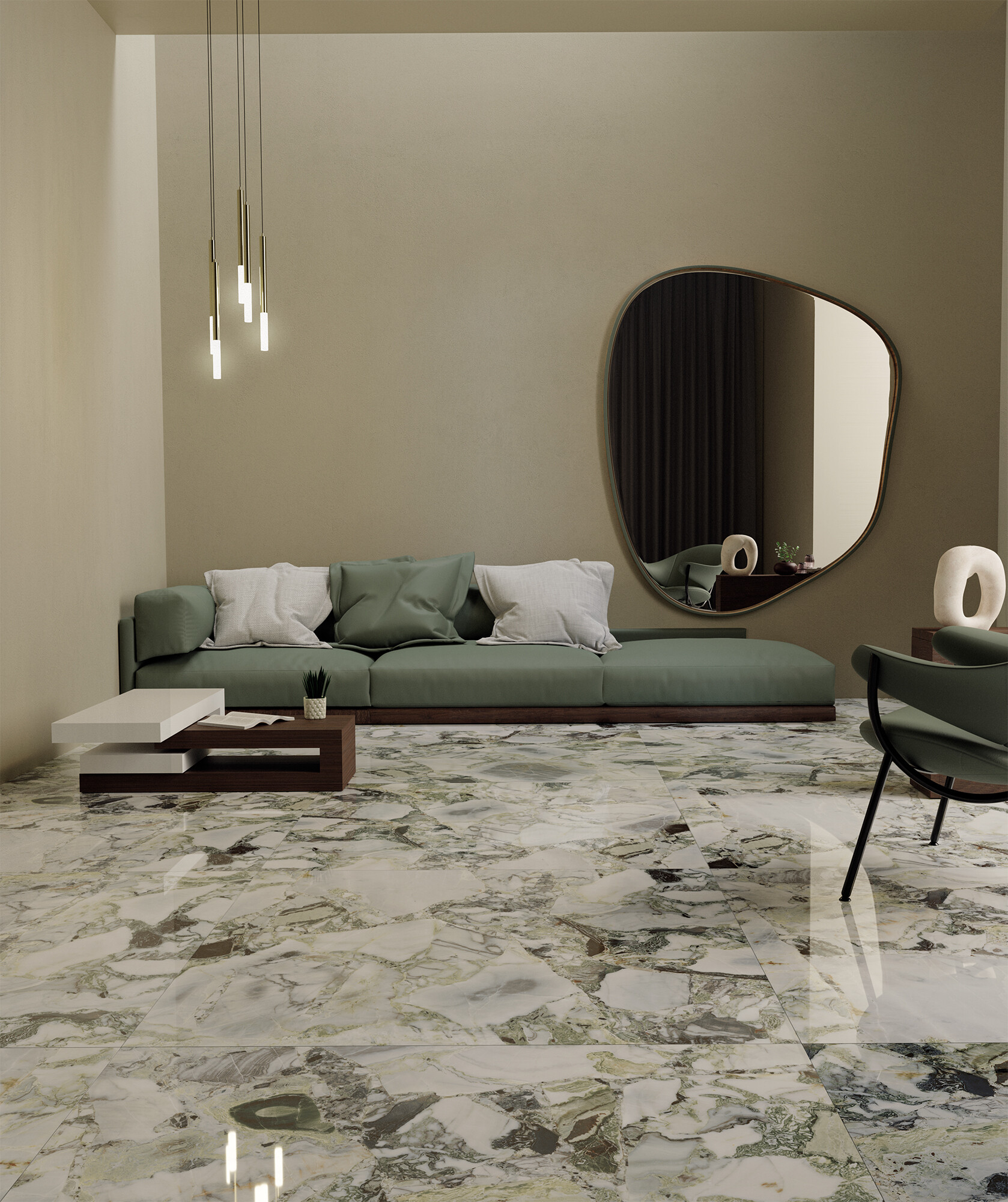 Carrelage Porcelaine Effet Marbre Blanc Océan Poli 120X120 - Ewhb756