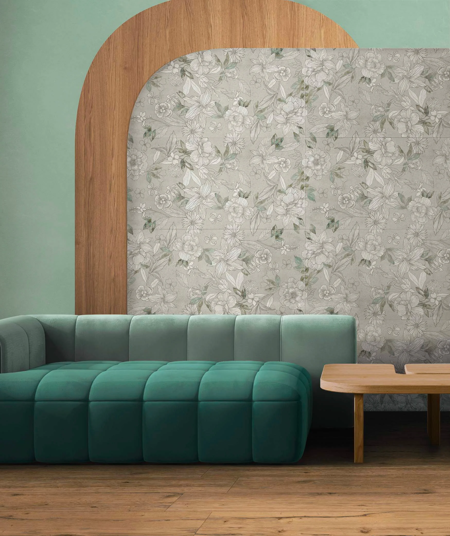 Carrelage Mural Gris Décoré en Grès Cérame 60X120 - EWTL1500