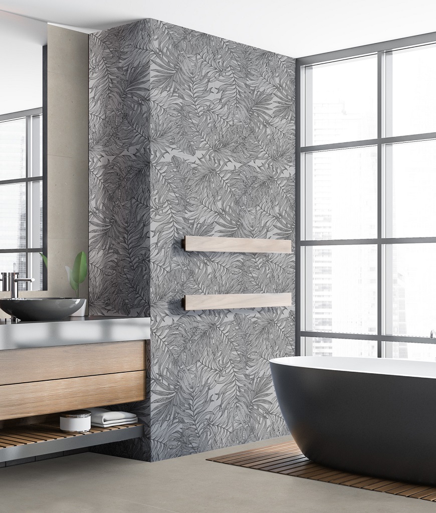 Carrelage Mural Gris Décoré en Grès Cérame 60X120 - EWTP1495