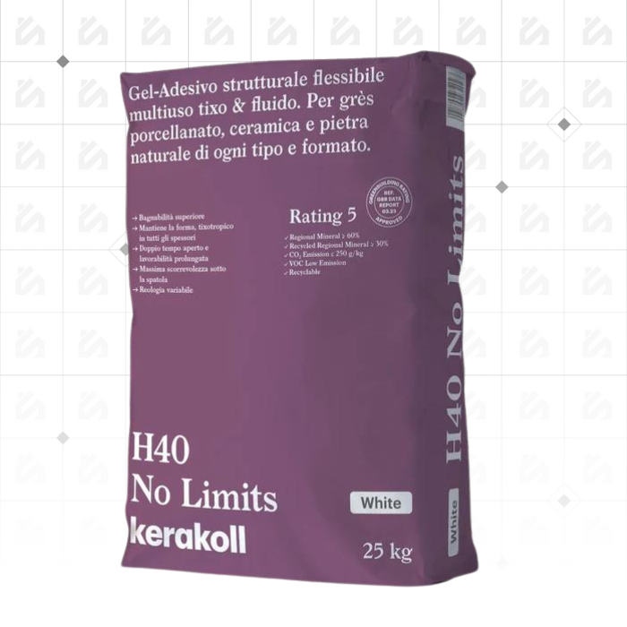 Kerakoll H40 No Limits Grey C2TE - Adhésif pour Carrelage (25kg sac)